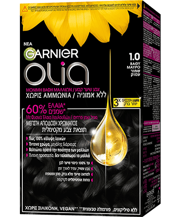 Olia 1.0 Βαθύ Μαύρο Βαφή Μαλλιών Χωρίς Αμμωνία