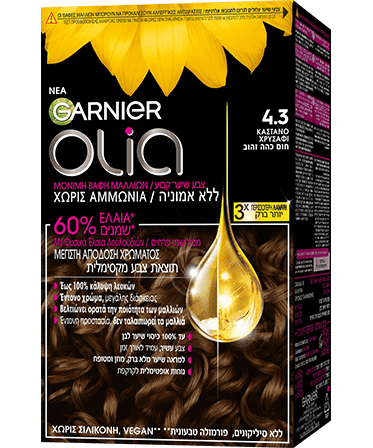 Olia 4.3 Καστανό Σκούρο Χρυσό Βαφή Μαλλιών Χωρίς Αμμωνία