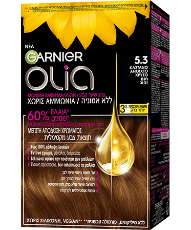 Olia 5.3 Καστανό Ανοιχτό Χρυσό Βαφή Μαλλιών Χωρίς Αμμωνία
